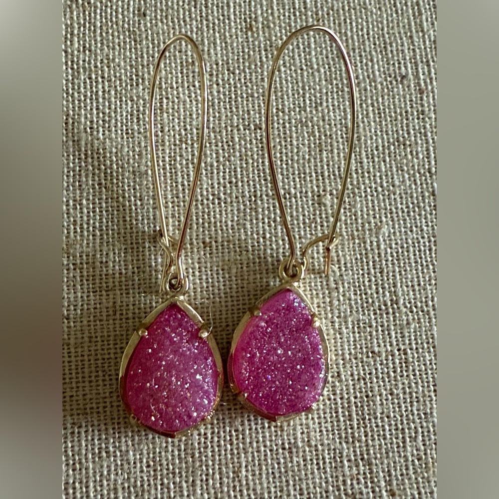 🩵KENDRA SCOTT PINK DRUSY DROP EARRINGS 🩵